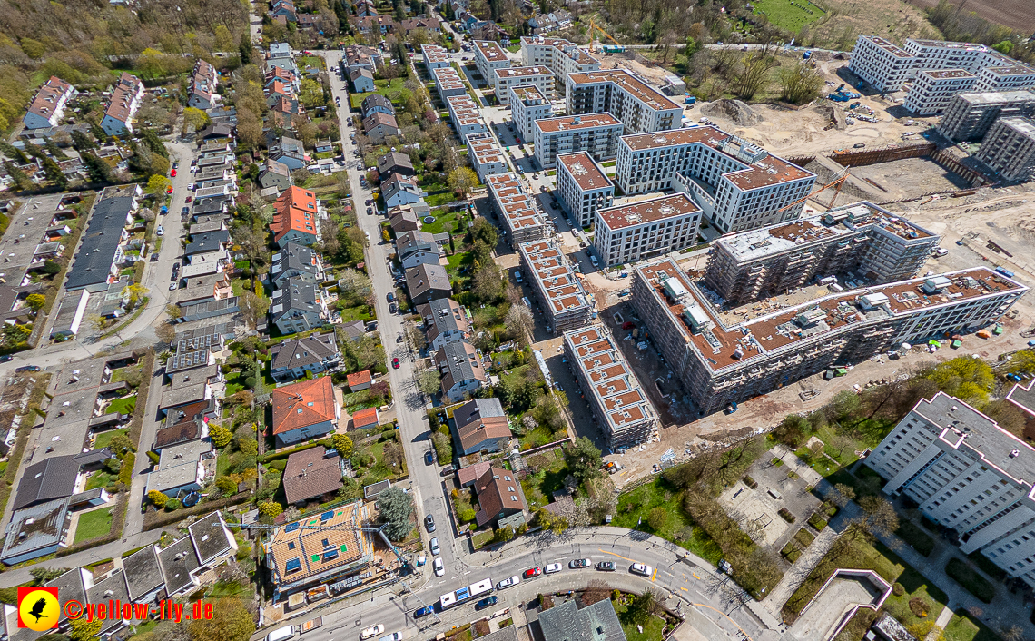 21.04.2023 - Luftbilder von der Baustelle Alexisquartier und Pandion Verde in Neuperlach